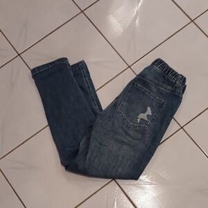 4/$60 Aerie Classic Blue Distressed Denim Jeans With Drawstring Waist - Size XS